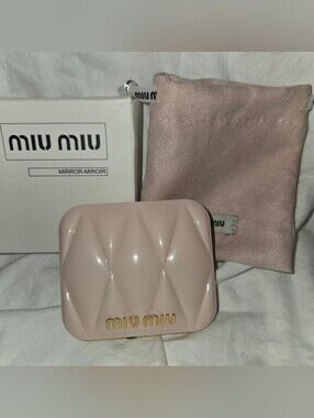 Miu Miu Pale Pink Quilted Compact Mirror Case